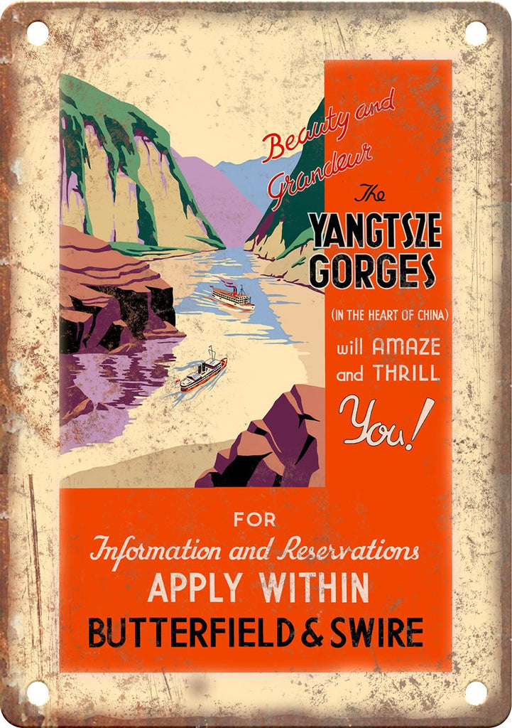 Yangtsze Gorges Vintage Travel Poster Art Metal Sign