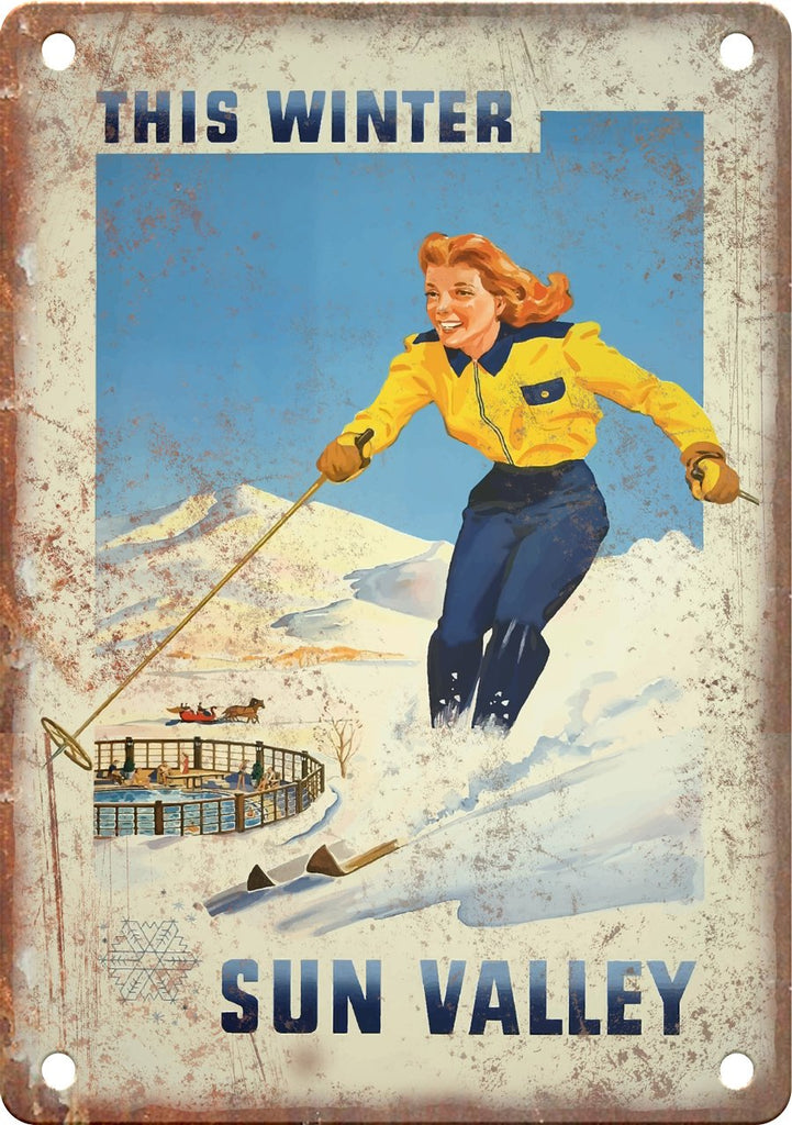 Sun Valley Winter Poster Art Metal Sign