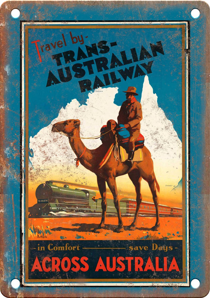 Australian Railway Vintage Travel Poster Metal Sign