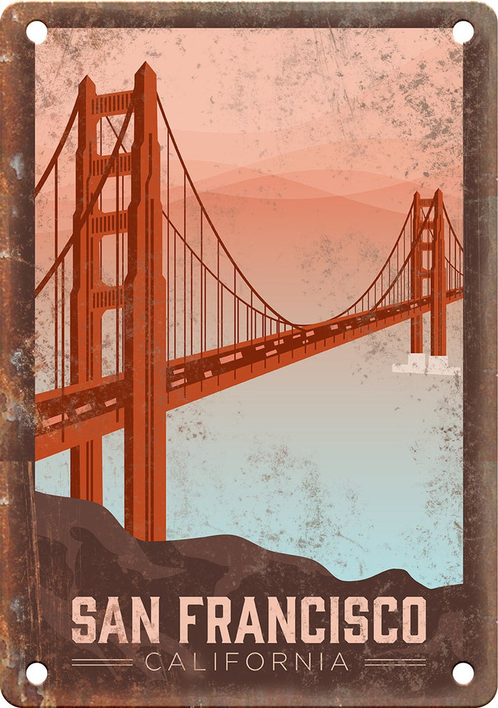 San Francisco California Travel Poster Art Metal Sign