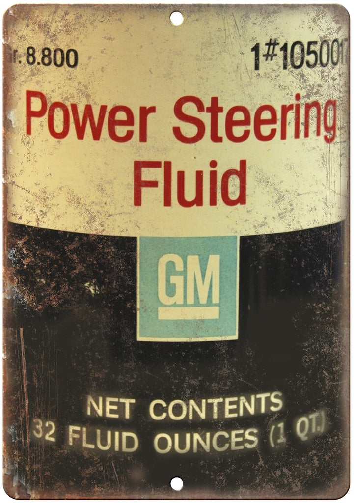 GM Power Steering Fluid Metal Sign