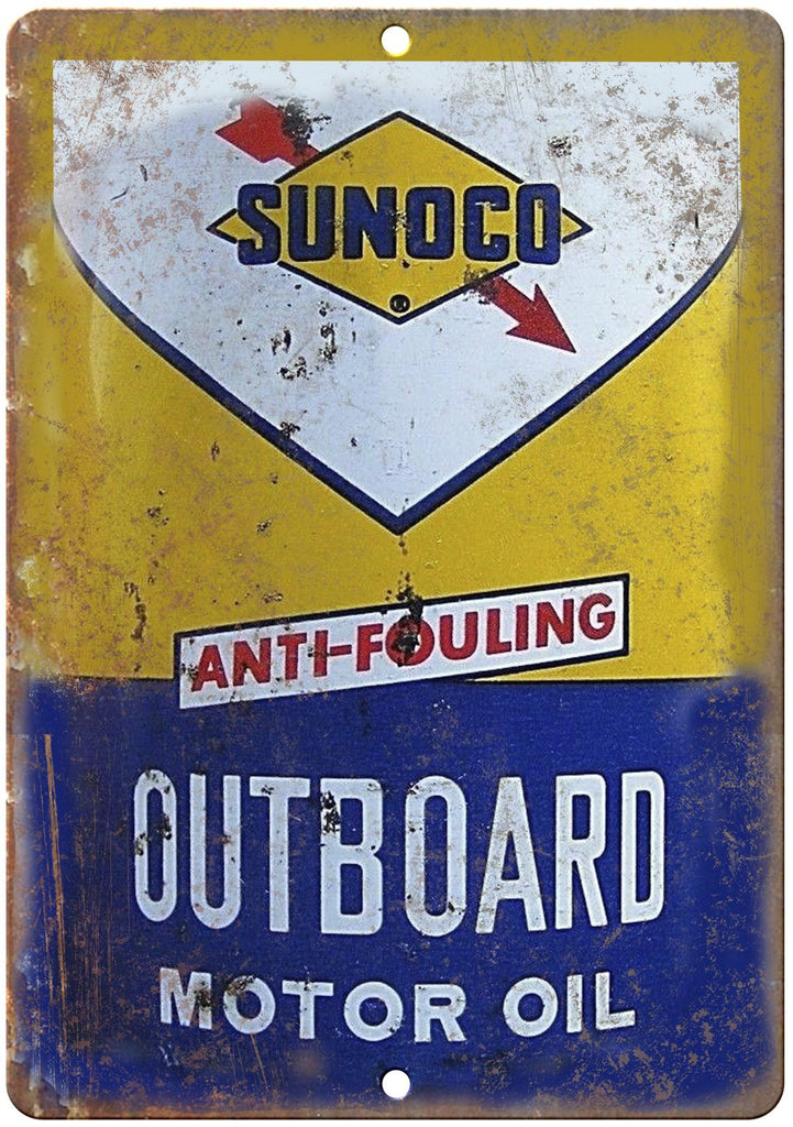 Sunoco Outboard Motor Oil Can Art Metal Sign