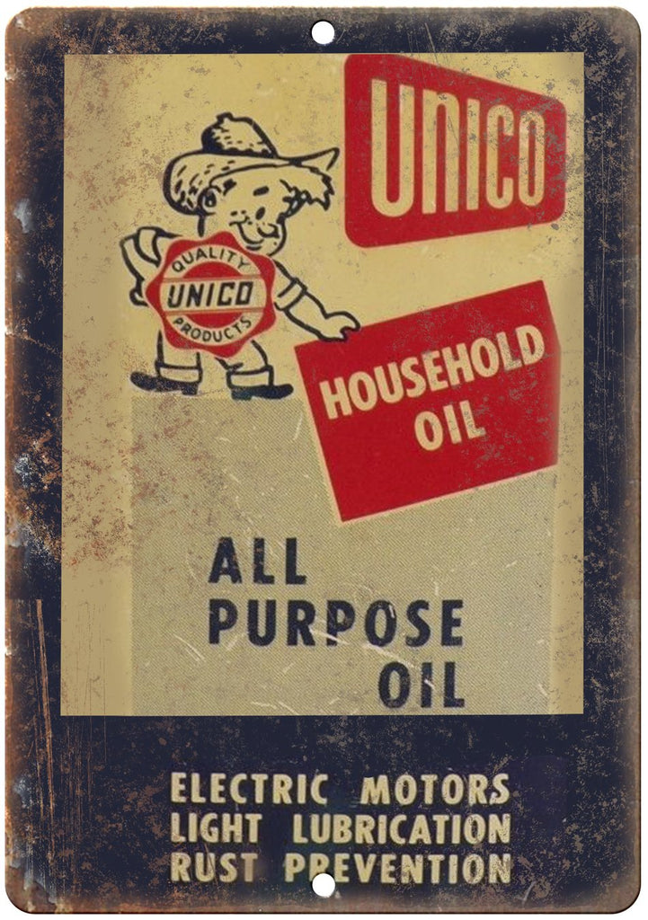 Unico Lubrication Oil Vintage Can Art Metal Sign
