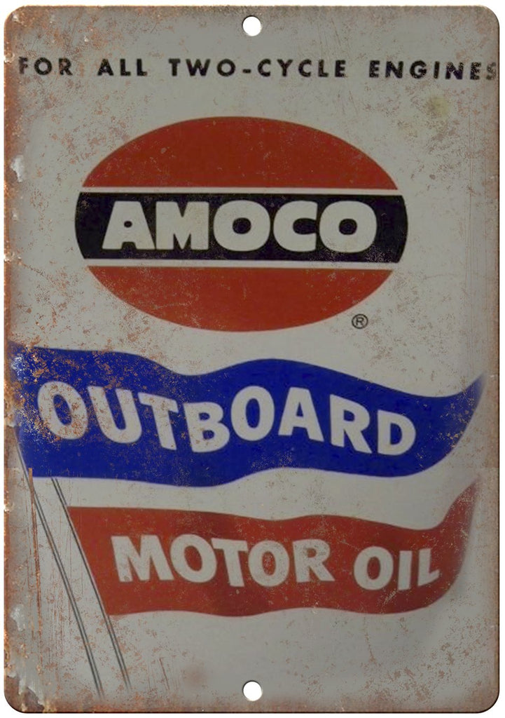 Amoco Outboard Motor Oil Can Art Metal Sign
