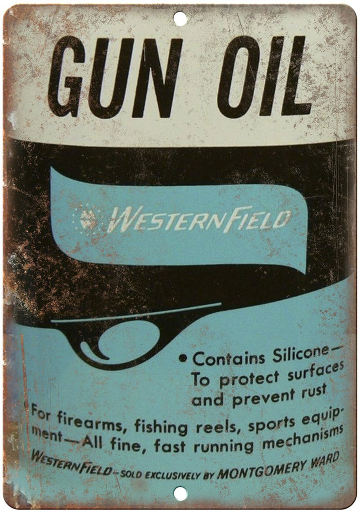 Western Field Gun Oil Vintage Can Art Metal Sign