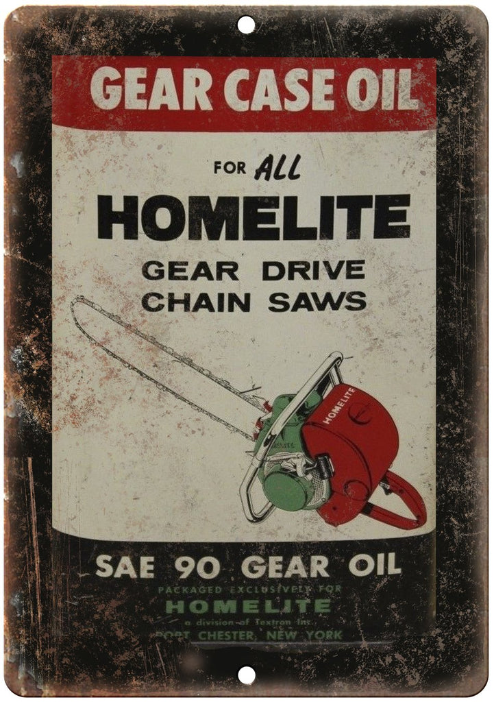 Homelite Chain Saw Oil Vintage Can Art Metal Sign
