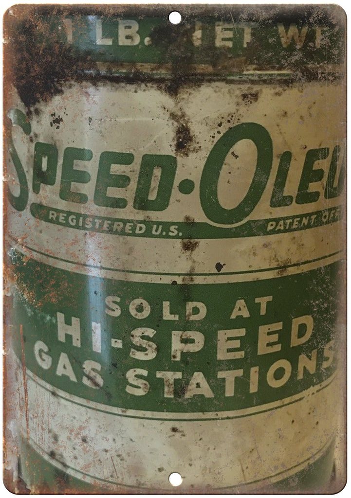 Speed Oleu Hi-Speed Oil Vintage Can Art Metal Sign