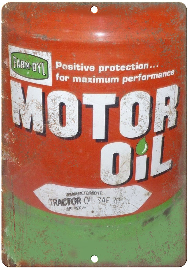Farm Oyl Motor Oil Vintage Can Art Metal Sign