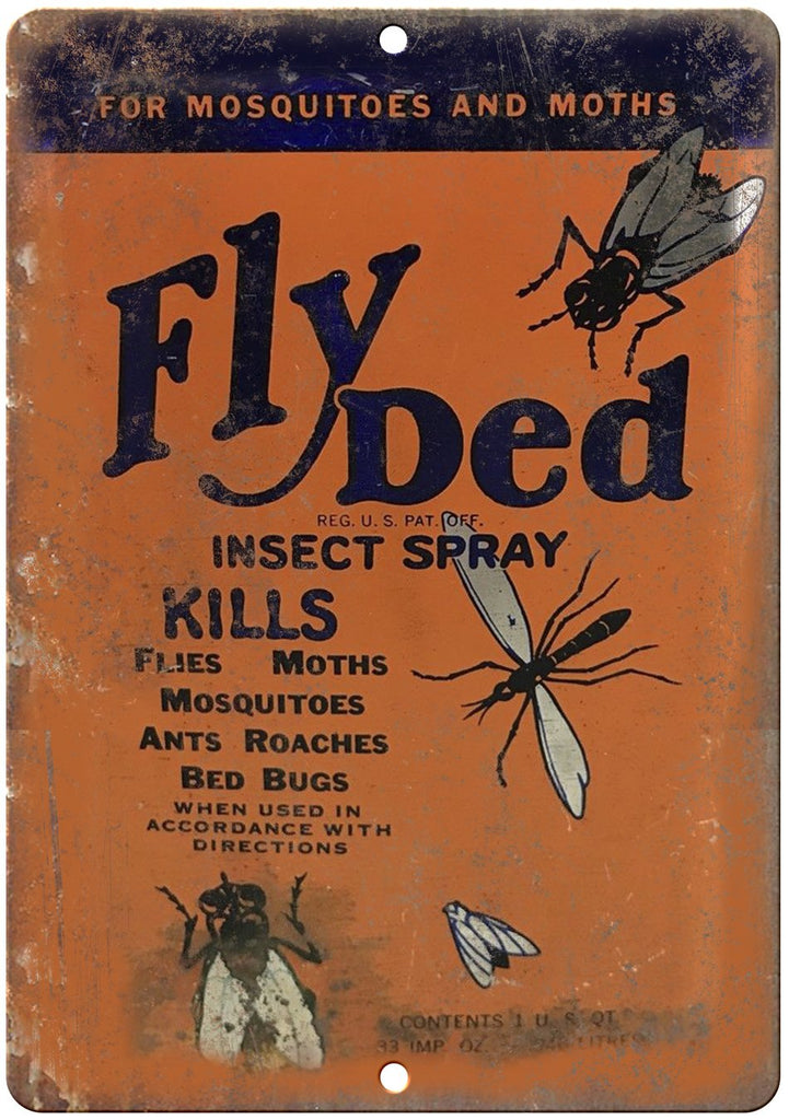 Fly Ded Insect Spray Vintage Can Art Metal Sign