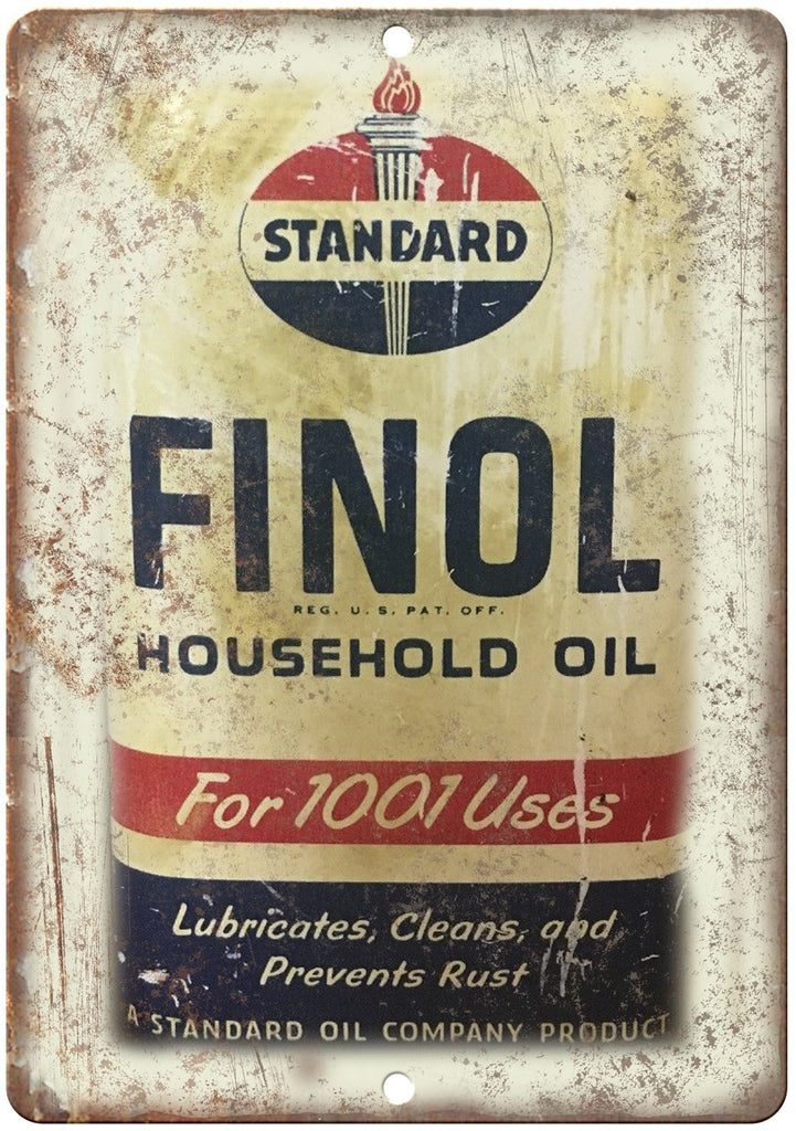 Standard Finol Vintage Oil Can Art Metal Sign
