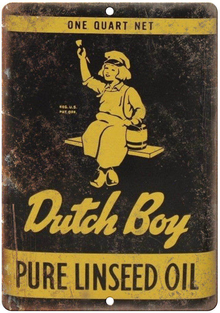 Dutch Boy Linseed Oil Vintage Can Art Metal Sign