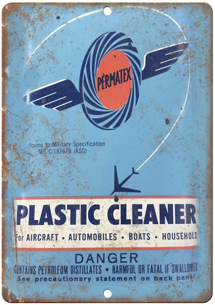 Permatex Plastic Cleaner Vintage Can Metal Sign
