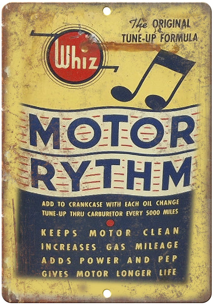 Whiz Motor Rhythm Motor Oil Can Metal Sign