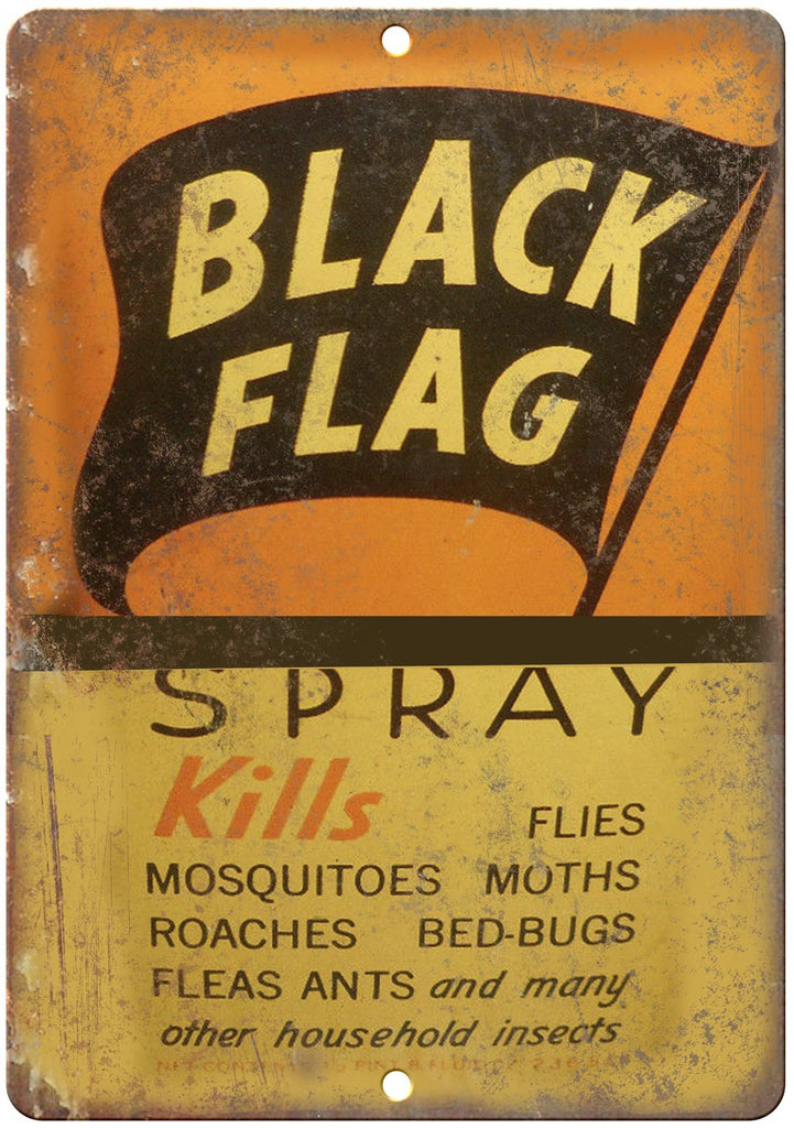 Black Flag Spray Vintage Can Art Metal Sign