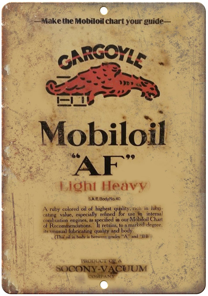 Gargoyle Mobiloil Vintage Can Art Metal Sign