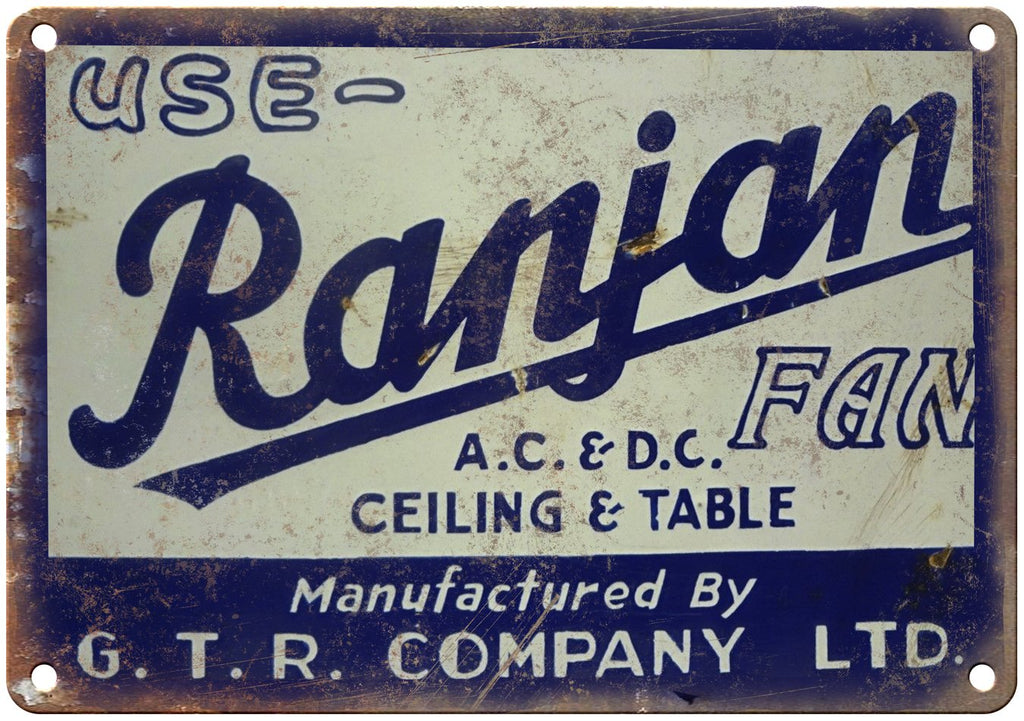 Ranjan Vintage Can Art Porcelain Look  Metal Sign