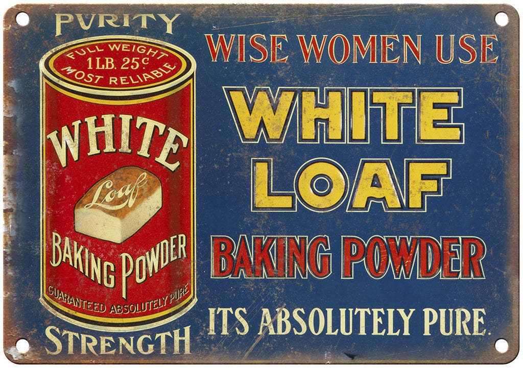 White Loaf Baking Powder Porcelain Look Metal Sign