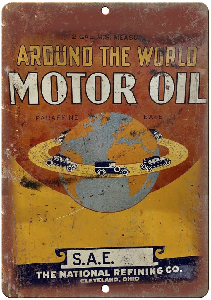 Around the Work Motor Oil Vintage Can Art Metal Sign