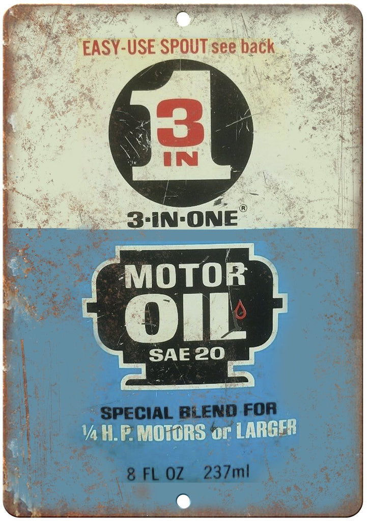 3 In One Motor Oil Metal Sign