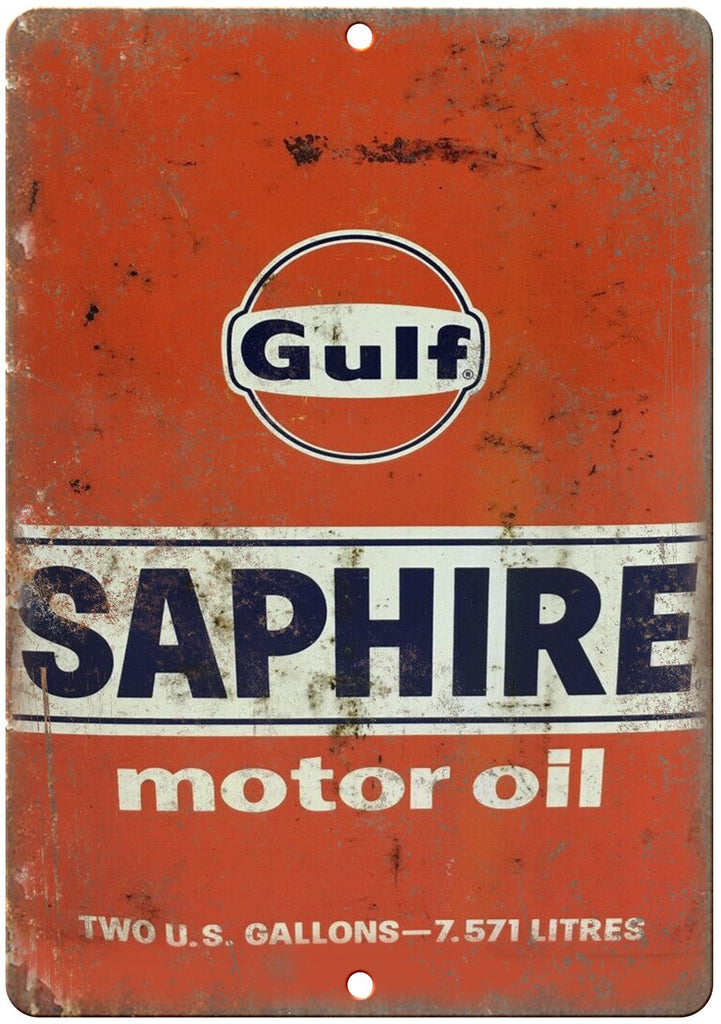 Gulf Saphire Motor Oil Vintage Can Art Metal Sign