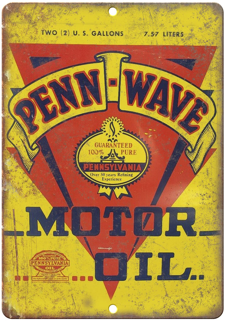 Penn Wave Pennsylvania Motor Oil Metal Sign