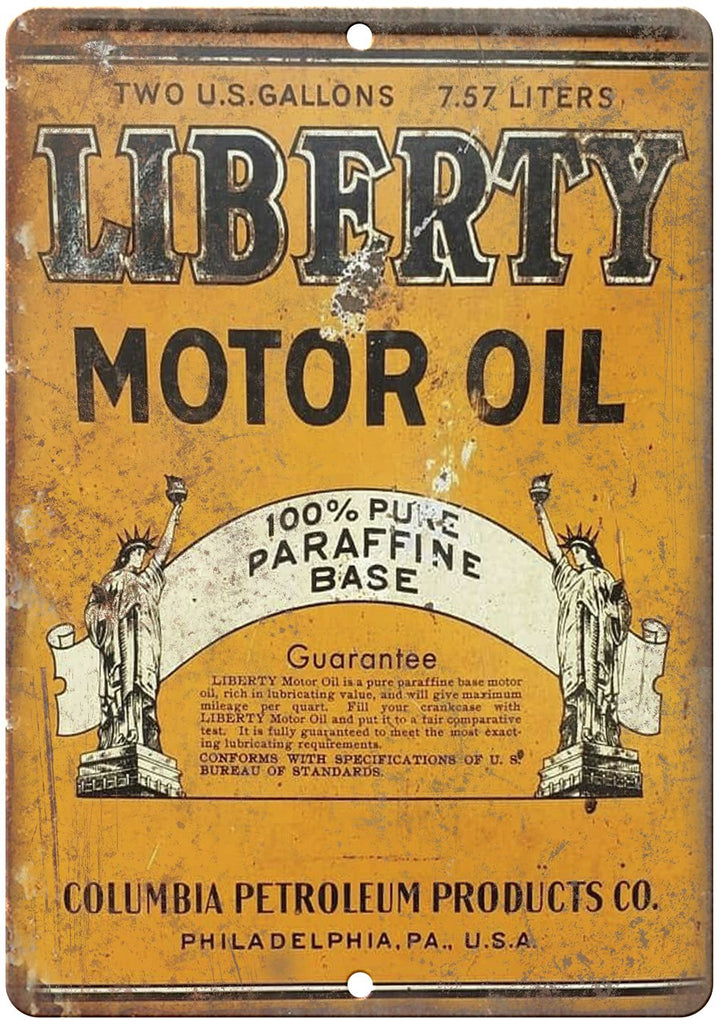 Liberty Motor Oil Vintage Can Art Metal Sign