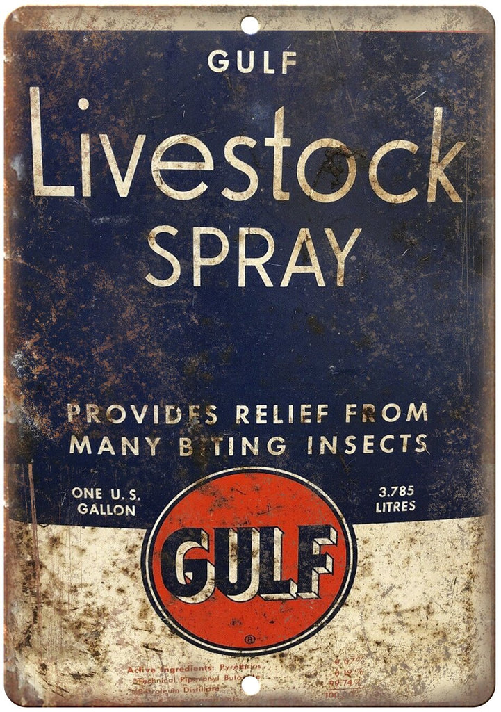 Gulf Livestock Spray Vintage Can Art Metal Sign