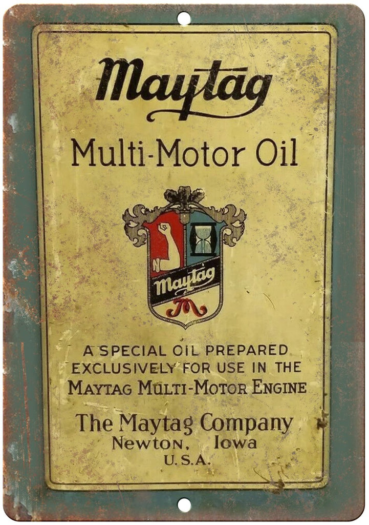 Maytag Motor Oil Vintage Can Art Metal Sign