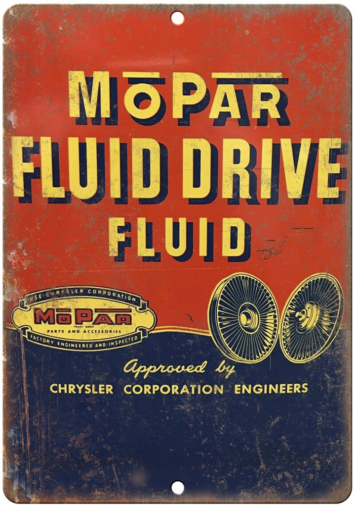 Mopar Fluid Drive Vintage Can Art Metal Sign