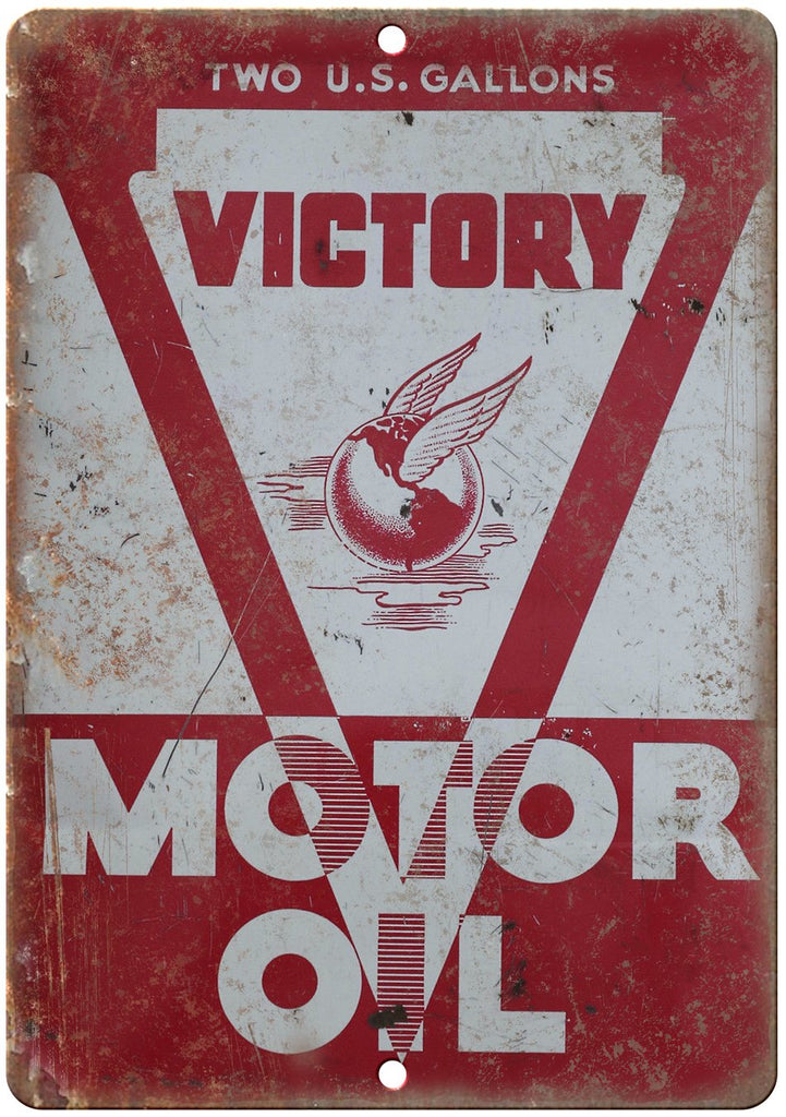 Victory Motor Oil Porcelain Look Can Art Metal Sign