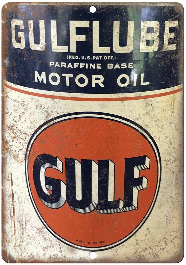 Gulflube Motor Oil Vintage Can Art Metal Sign