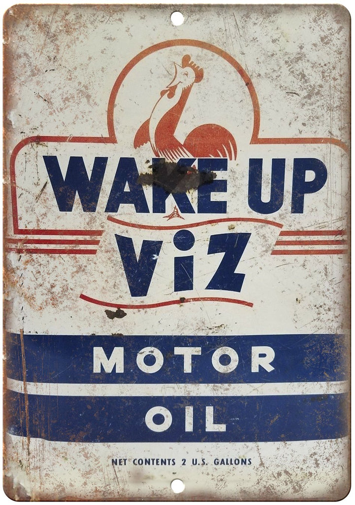 Wake Up Vix Motor Oil Can Art Metal Sign