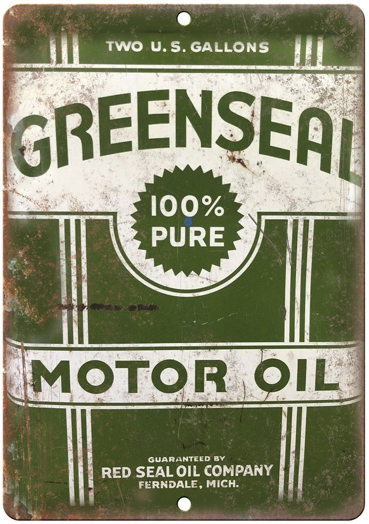 Greenseal Motor Oil Vintage Can Art Metal Sign