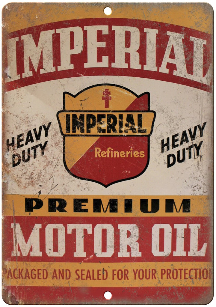 Imperial Motor Oil Vintage Porcelain Look Metal Sign