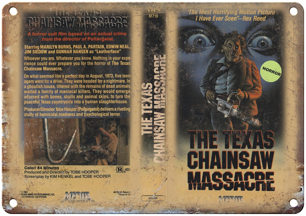Media Home Video Texas Chainsaw Massacre Metal Sign