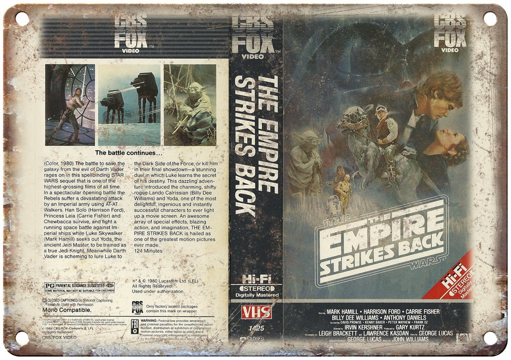The Empire Strikes Back VHS Cover Art Metal Sign