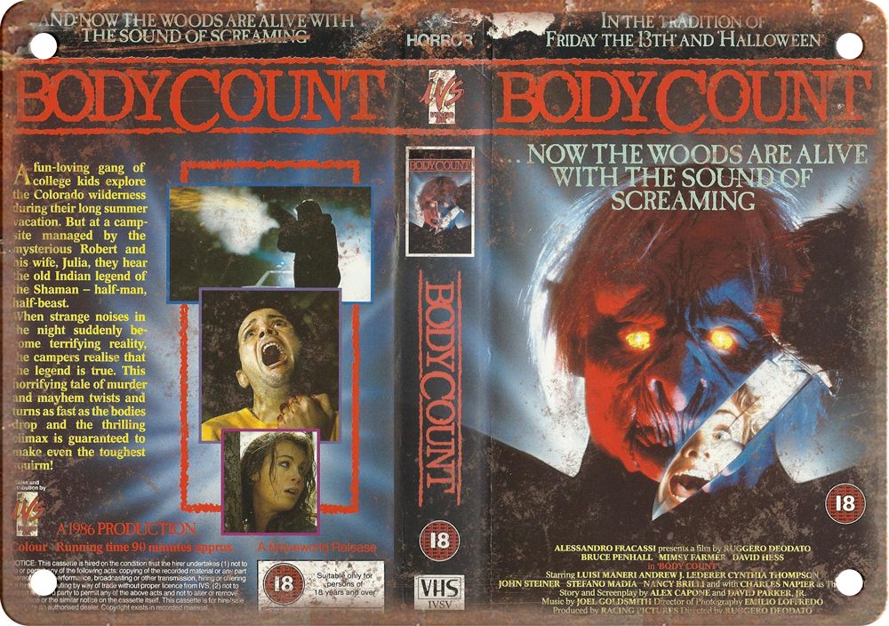 Bodycount Vintage VHS Horror Cover Art Reproduction Metal Sign