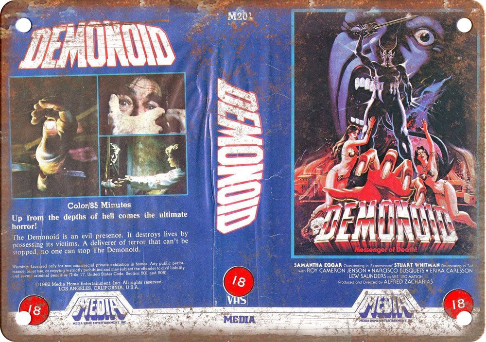 Demonoid Vintage VHS Cover Art Reproduction Metal Sign