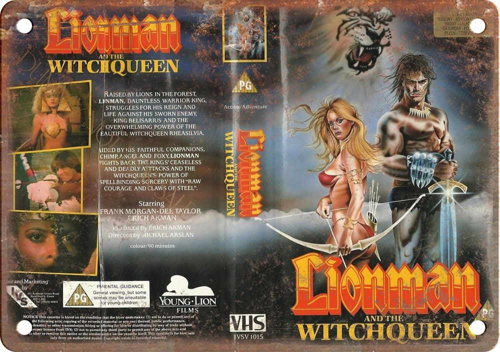Lionman Witchqueen Vintage VHS Cover Art Reproduction Metal Sign