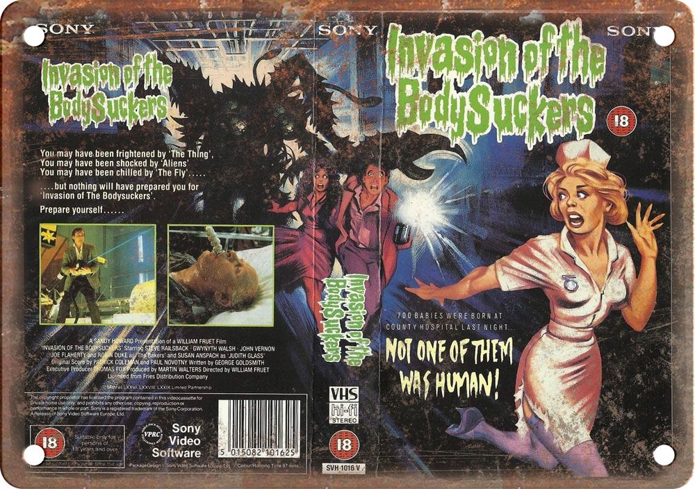 Invasion of the Bodysuckers VHS Cover Art Reproduction Metal Sign