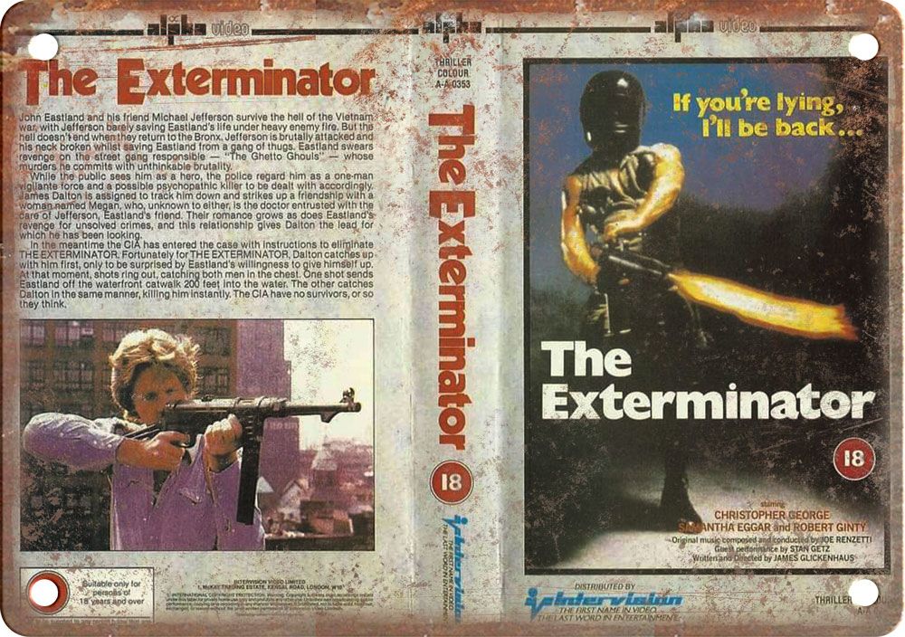 The Exterminator Vintage VHS Cover Art Reproduction Metal Sign