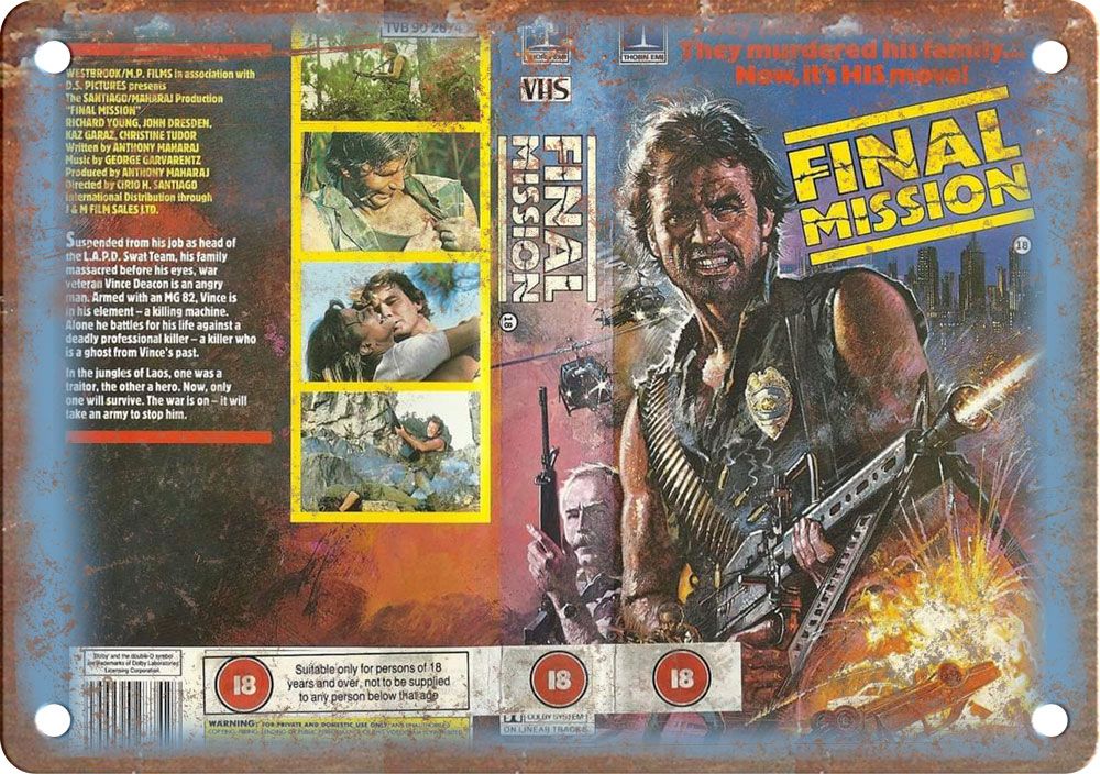 Final Misson Vintage VHS Cover Art Reproduction Metal Sign