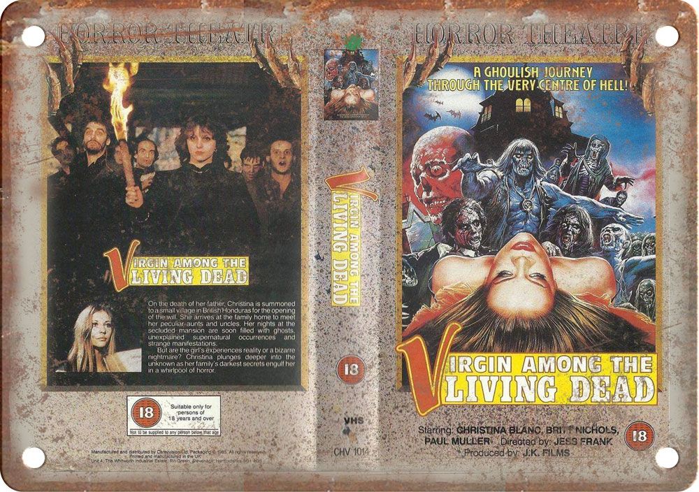 Virgin Among Living Dead VHS Cover Art Reproduction Metal Sign