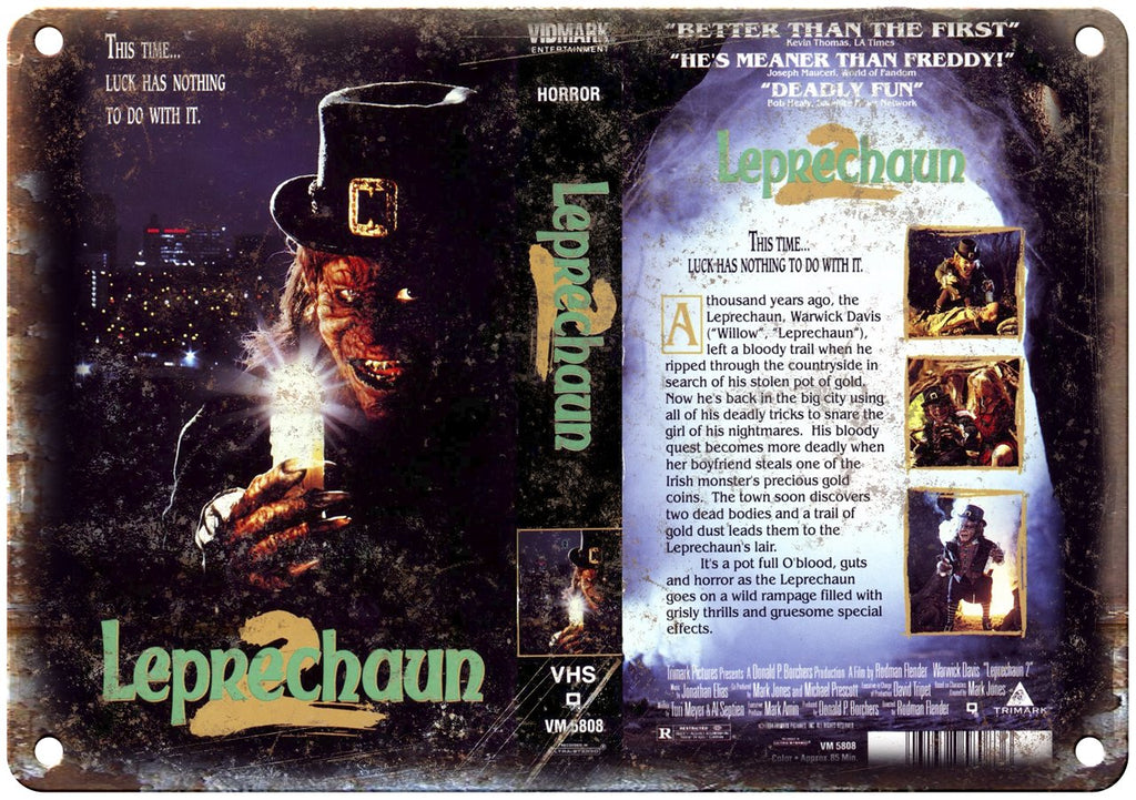 Leprechaun 2 Warwick Davis VHS Box Art Metal Sign
