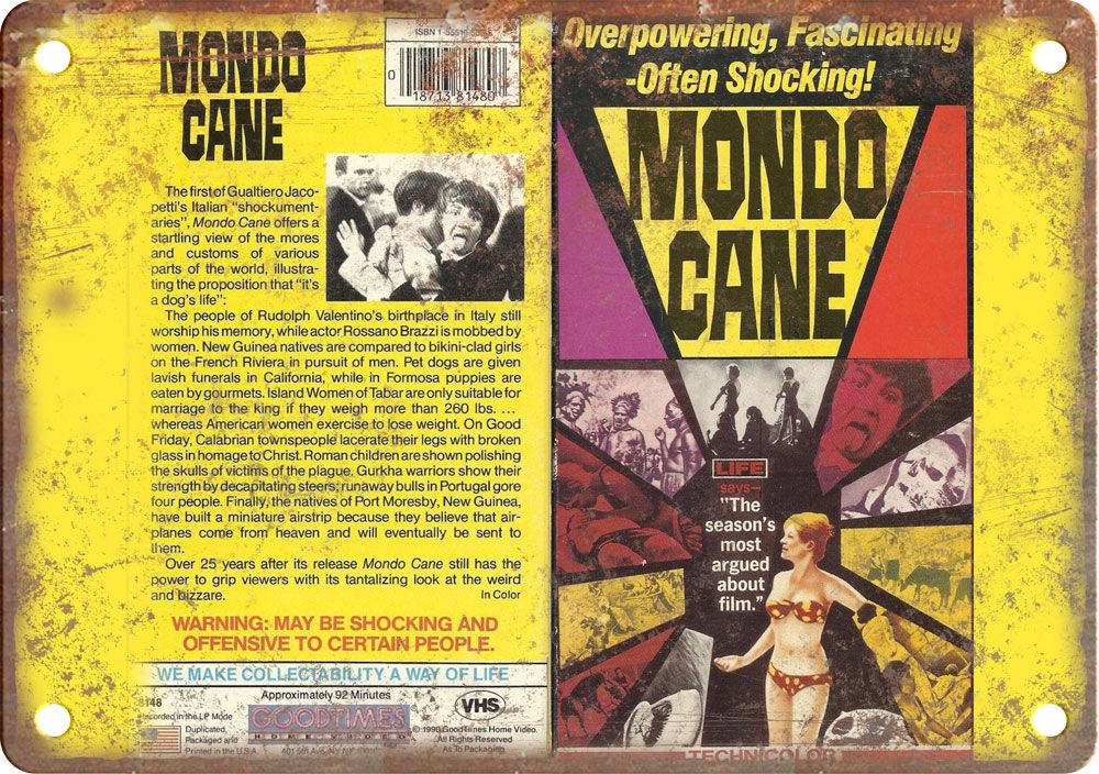 Mondo Cane Vintage VHS Cover Art Reproduction Metal Sign