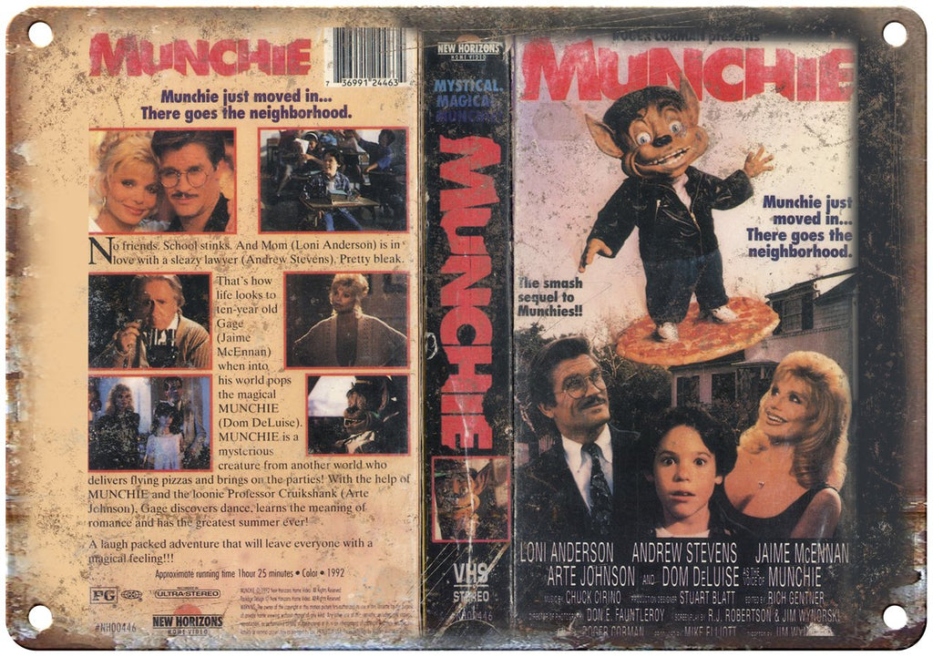 Munchie New Horizons VHS Box Art Metal Sign