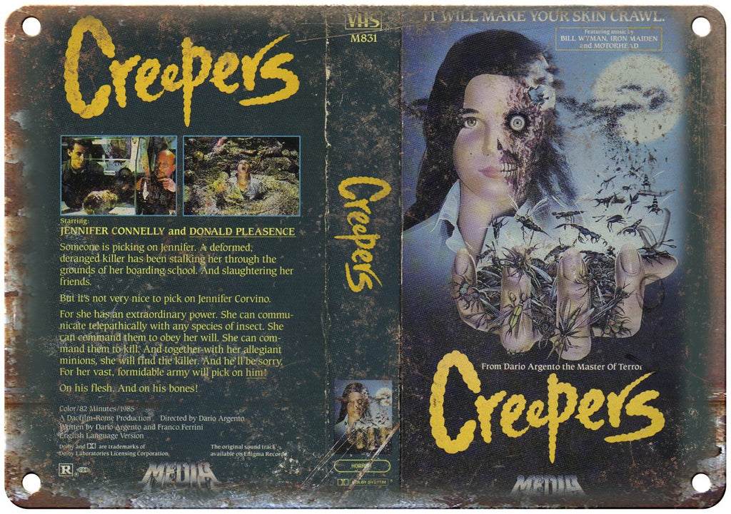 Creepers Media Video VHS Box Art Metal Sign