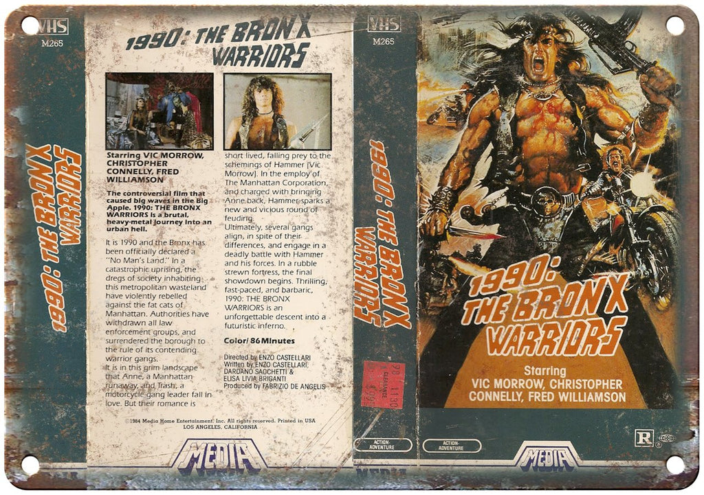 1990 Bronx Warriors Media Home Video VHS Art Metal Sign