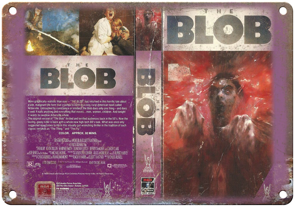 The Blob Tri Star Pictures VHS Box Art Metal Sign