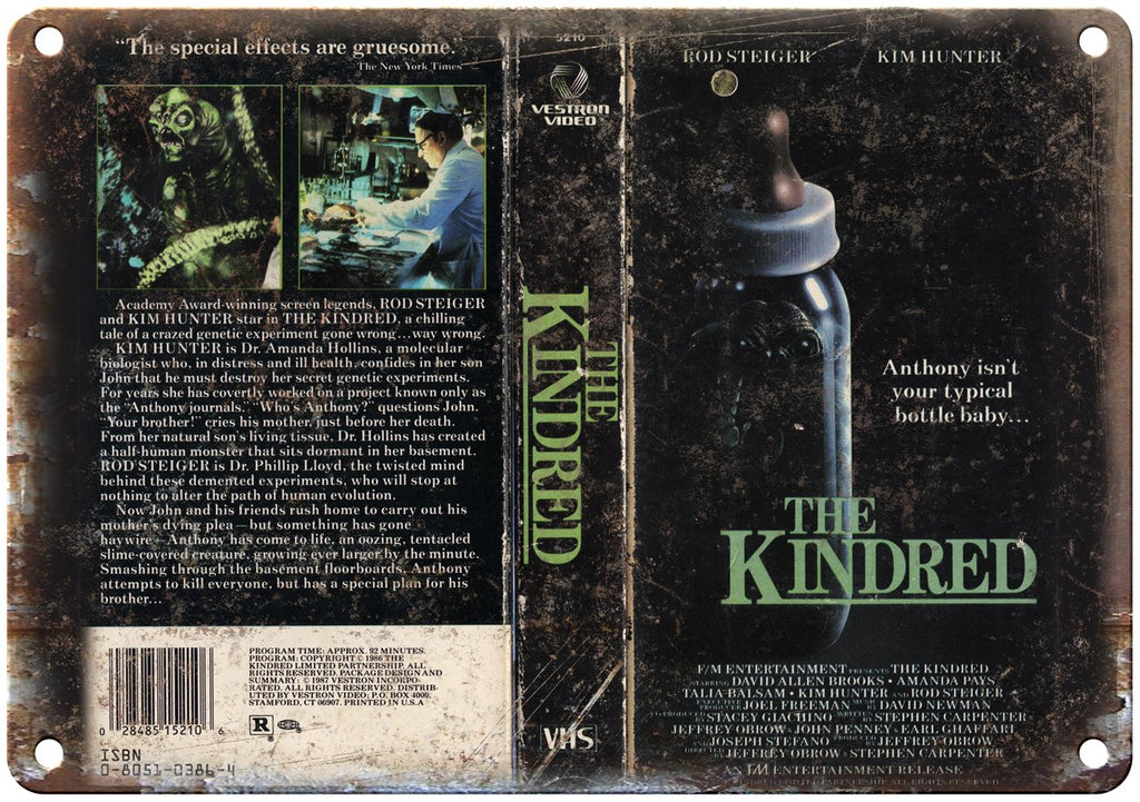The Kindred Vestron Home Video VHS Cover Art Metal Sign